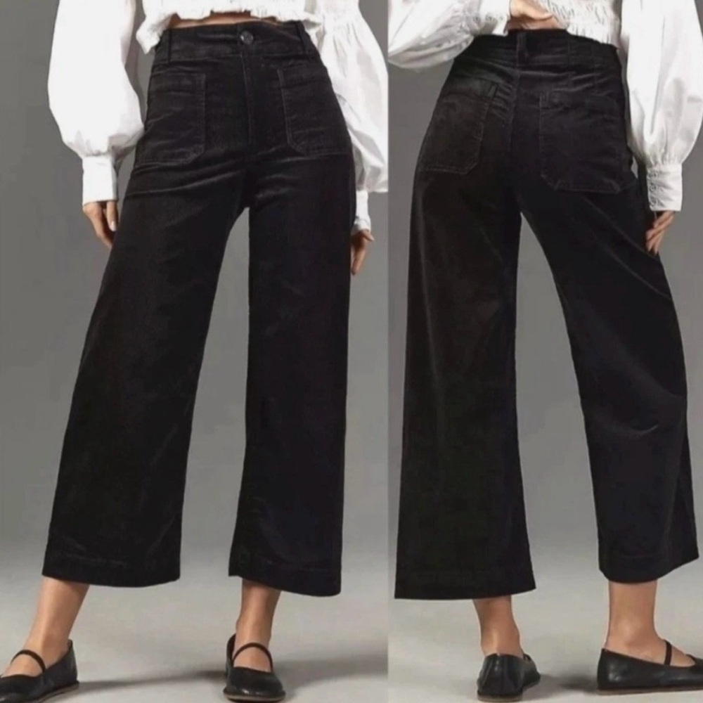Anthropologie Black Wide-Leg Pants